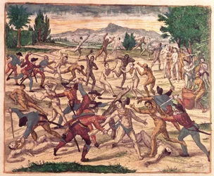 Pedro de Alvarado and His Soldiers Massacring the Aztecs, c.1520